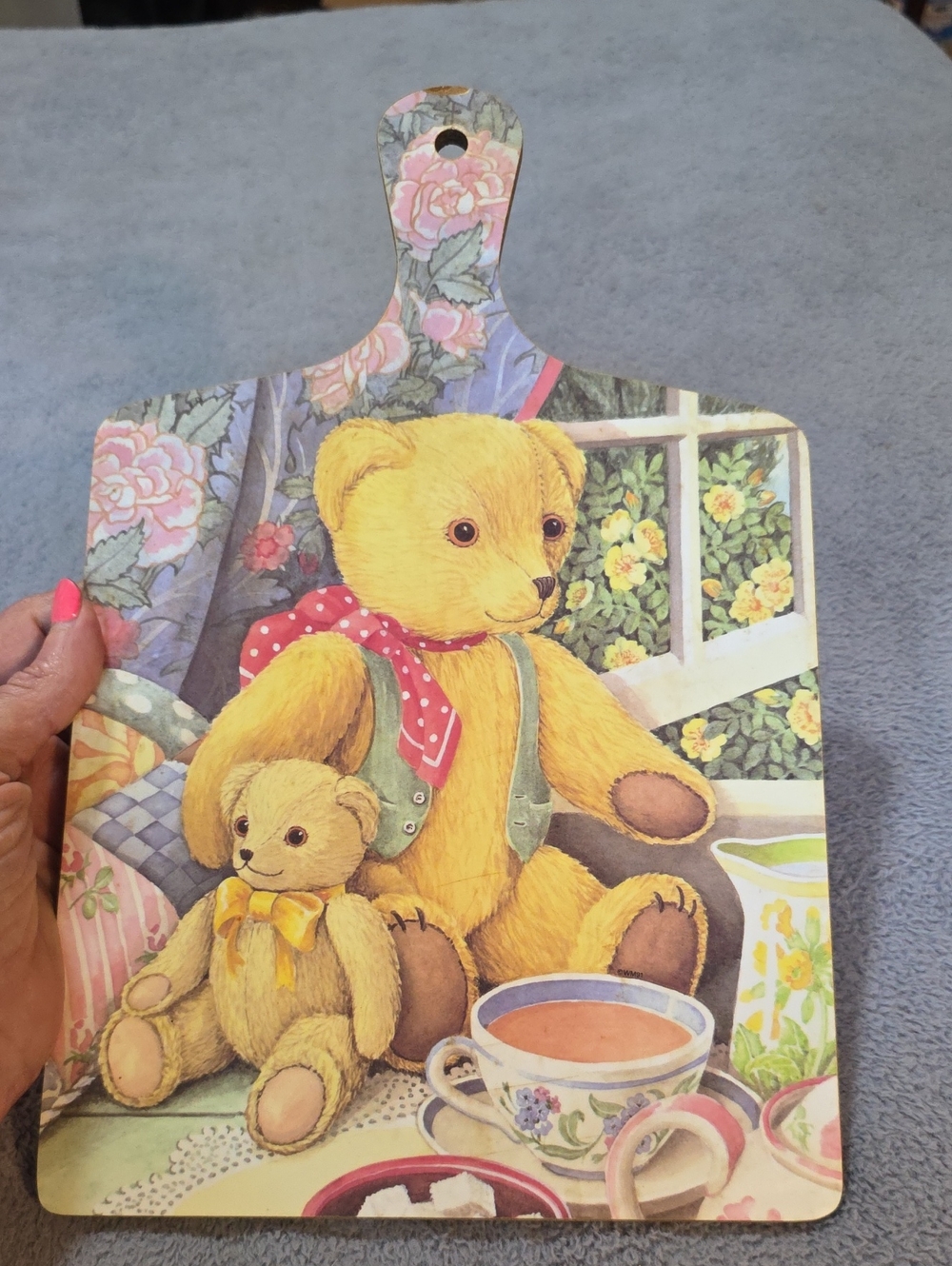 Vintage Wilscombe England Teddy Bear Melamine Chopping Board Paddle